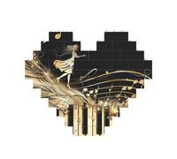 Novel Music Note Printed Jigsaw Puzzle 10.8x12.8 CM, Heart-Shaped Puzzle Challenging Game for Adults Gifts, Family Fun Decorative Wall Decor