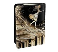 Novel Music Note Printed Passport Holder - 6.5 x 4.5 Inch RFID Blocking Travel Wallet,Stylish Passport Cover,Lightweight Document Organizer for Cards