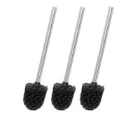 Innoteck Essentials Pack Of 3 Toilet Brush Head With Stainless Steel Handle- Black