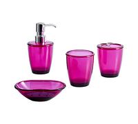 Novel Solutions Modern Wine Red Acrylic Bathroom Accessories 4Piece Set -Soap Dispenser, Toothbrush Holder, Tumbler and Soap Dish