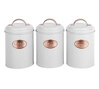 Innoteck Essentials Vintage Tea, Sugar, Coffee Canisters With Copper Decoration - Grey., Grey