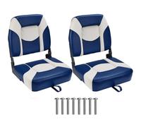 NovelBee 2 Pack Folding Fishing Boat Seat,Low Back Cabin Seat(Blue & White)