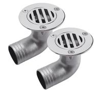 NovelBee 2pcs Boat Bend Floor Drain with Screws,90 Degree Marine 316 Stainless Steel Heavy Duty Thru Hull Drainage Scupper Cover,1-1/2 Inch Marine Water Draining Device Hardware for Yacht Deck