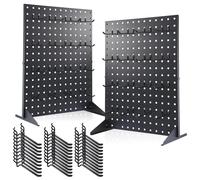 Novelfun 2PCS Pegboard Display Stand with 32 Hooks Desk Tabletop Pegboard Display Stand 17" X 13" for Vendors Events Craft Shows Retail Display Selling