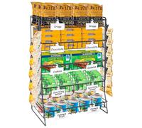 Novelfun 5 Tier Candy Snack Display Rack with 10 Price Labels for Countertop, Metal Snack Shelf Stand with Chip Clips for Party and Retail Stores Office