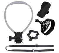 NovelGoal Camera Cage Extension Mount Kit for Osmo Pocket 4 Pro, Dual Cold Shoe Bracket with Adjustable Neck Strap & Wrist Viewfinder Lanyard for Action Camera Photograph (Type E)