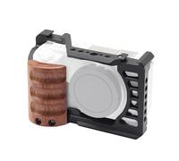 NovelGoal Camera Cage for Sony ZVE1 Rig Protective Frame Cold Shoe Mount with Wooden Side Grip Camera Photo Accessories (with Wooden Handle)