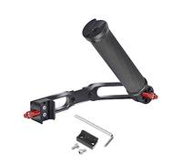 NovelGoal Carbon Fiber L Bracket Handle Grip with Foldable Cold Shoe Mount Compatible with DJI Ronin RS2 RSC2 Mini Handheld Gimbal Stabilizer Accessory (with 1x Rail Mount)