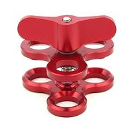 NovelGoal Diving Tray Ring Light Ball Clamp Tripod Ball Adapter Ball Clamp Mount for Underwater Diving Light Arms Triple Butterfly Clip 1" Ball Head Fixing Mount (Red)