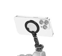 NovelGoal Magnetic Phone Holder, Aluminum 360° Rotation Cell Phone Mount Stand Tripod Mount Adapter SLR Camera Cage Accessories (with Cold Shoe Interface)