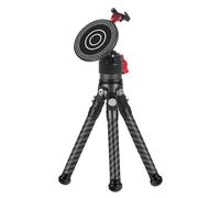 NovelGoal Rechargeable Magnetic Cell Phone Holder Desktop Telescopic Tripod 360° Rotating Ball Head Carbon Fibre Tripod for Magnetic Phone Mounting Stand Support (Magnetic,Mini Tripod)