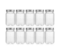 novelinks 16 Ounce Clear Plastic Jars Containers With Screw On Lids - Refillable Round Empty Plastic Slime Storage Containers for Kitchen & Household Storage - BPA Free (10 Pack)