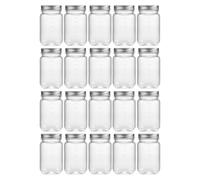 novelinks 16 Ounce Clear Plastic Jars Containers With Screw On Lids - Refillable Round Empty Plastic Slime Storage Containers for Kitchen & Household Storage - BPA Free (20 Pack)