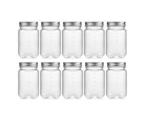 novelinks 16 Ounce Clear Plastic Jars Containers With Screw On Lids - Refillable Round Empty Plastic Slime Storage Containers for Kitchen & Household Storage - BPA Free (10 Pack)
