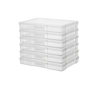 novelinks 6 Pack 5"x7" Clear Photo Storage Boxes - Plastic Picture Organizer Cases with Lids - Photo Keeper Containers for 5x7 Prints, Cards, and Craft Supplies