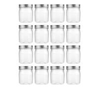 novelinks 8 Ounce Clear Plastic Jars Containers With Screw On Lids - Refillable Round Empty Plastic Slime Storage Containers for Kitchen & Household Storage - BPA Free (16 Pack)