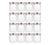 novelinks 8 oz Clear Plastic Jars with Screw-On Lids - BPA-Free Refillable Storage Containers for Slime, Spices, Crafts, Kitchen & Home Organization (16 Pack,Rose Gold)