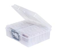Novelinks Photo Case 4 X 6 Box Storage - 16 Inner Keeper Organizer Cases Photos Containers For (Clear-Silver Handle)