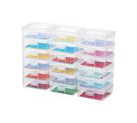 novelinks Plastic Clear Storage Containers for Organizing, Craft Storage Organizers and Stackable Storage Bins with Lids for Pencil Box, Bead, Cookie Cutter, Board Game (18 Pack Small)