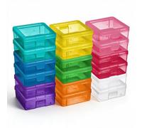Novelinks Set of 18 Stackable Clear Plastic Storage Boxes with Locking Lid for Pencils, Crayons, Beads, Jewelry (Small Color)