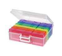 novelinks Stackable Clear Plastic Storage Boxes with Latching Lids - 12 Pack (6 Medium + 6 Small) Art Supply Organizers for Crayons, Pencils, Beads, Jewelry & Crafts (Colorful)