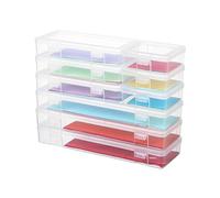 novelinks Stackable Plastic Clear Storage Box Containers with Latching Lid - Art Craft Supply Organizer Storage Containers for Pencil Box, Lego, Crayon, Beads (3 Small + 3 Medium + 3 Large -Clear)