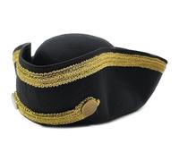 Novella Noori Adjustable Pirate Hat for Men and Women - Durable, Comfortable Black Tricorn Hat for All-Day Wear in 3 Point Shape - Vintage-Inspired Colonial Style Pirate Hats for Cosplay and Theater