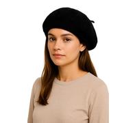 Novella Noori Angora Wool French Beret Hat for Women and Men - Classy Stretchable Winter Wool Beret Hat Women - Warm, Soft and Solid Color Classic French Berets for Casual and Formal Event Black