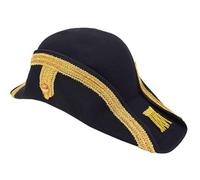 Novella Noori Army Military Bicorn Hat - Authentic 18th Century 2-Pointed Napoleon Hat Replica - One Size, Black Pirate Hats for Pirate-Themed Parties, Cosplay, and Reenactments with a Vintage Appeal