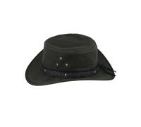 Novella Noori Cowboy Hat - Handmade, Durable, Waxed Cotton Australian Hat for Men and Women - Waterproof Wide Brim Bush Hats for Sun Protection UPF 40+ with Leather Band and Chin Strap - (Olive, XL)