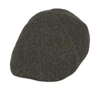 Novella Noori Duckbill Flat Cap - 6 Panel Wool Herringbone Tweed Flat Caps with Elastic Sweatband - Newsboy Cap for Men and Women with Sewn Down Brim and Quilted Polyester Lining - Olive, S/M