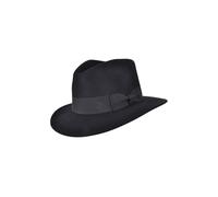 Novella Noori Indiana Jones Style Fedora Hat - Pure Wool Felt Wide Brim Fedora Hat for Men and Women - Crushable, Water-Resistant Vintage Wool Flet Fedoras - (Black, UK, Alpha, M)