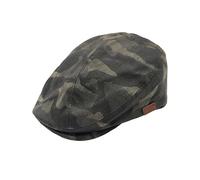 Novella Noori Men's Flat Cap - Camouflage Wool Newsboy Hat, Adjustable Size, Water-Resistant Wax Finish, Durable and Comfortable Fit, Classic Black Gatsby Cap (UK, Alpha, One Size, Black)