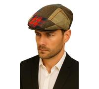 Novella Noori Patchwork Flat Cap for Men and Women - Handmade Wool Blend Flat Caps with Herringbone Pattern - Structured Fit, Water Resistant, Warm Yet Breathable Flatcap for Autumn, Winter - (UK, S)