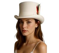 Novella Noori Victorian Wool Felt Top Hat for Men & Women, Formal Hat