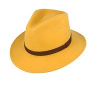 Novella Noori Wool Felt Fedora Hat - Classic Wide Brim, Durable Build, Crush-Resistant, Lightweight and Breathable Timeless Men's Hat - All Season Felt Fedora (UK, M, Mustard)