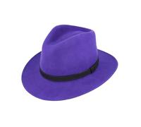 Novella Noori Wool Felt Fedora Hat - Classic Wide Brim, Durable Build, Crush-Resistant, Lightweight and Breathable Timeless Men's Hat - All Season Felt Fedora (UK, L, Purple)