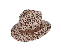 Novella Noori Wool Felt Fedora Hat - Classic Wide Brim, Durable Build, Crush-Resistant, Lightweight and Breathable Timeless Men's Hat - All Season Felt Fedora (UK, S, Leopard)