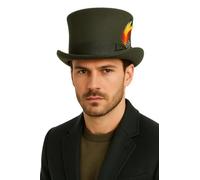 Novella Noori Wool Felt Top Hat - Hand Made Satin Lined Pure Wool Felt Stylish & Durable Water Repellent - Hat for Men & Women (UK, Alpha, M, Green)