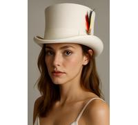 Novella Noori Wool Felt Top Hat - Hand Made Satin Lined Pure Wool Felt Stylish & Durable Water Repellent - Hat for Men & Women (UK, Alpha, S, White)