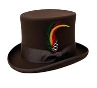 Novella Noori Wool Felt Top Hat - Hand Made Satin Lined Pure Wool Felt Stylish & Durable Water Repellent - Hat for Men & Women (UK, Alpha, S, Brown)