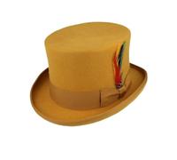 Novella Noori Wool Felt Top Hat - Hand Made Satin Lined Pure Wool Felt Stylish & Durable Water Repellent - Hat for Men & Women (UK, Alpha, XL, Mustard)