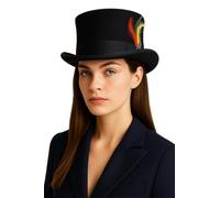 Novella Noori Wool Felt Top Hat - Hand Made Satin Lined Pure Wool Felt Stylish & Durable Water Repellent - Hat for Men & Women (UK, Alpha, M, Black)