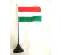 Novelties Direct Table Flag Of Hungary 4" x 6" 100% Polyester With Black Plastic Stick & Base (1)