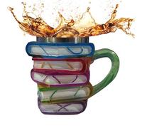Novelty 3D Painted Books Coffee Mug, Hand Crafted Stainless Steel Resin Mug, Books Stack Coffee Cup, Collection Gift for Literature Lovers