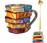 Novelty 3D Painted Books Coffee Mug,Unique Books Stack Coffee Cup,Colored Resin Book Coffee Mug,Collection Gifts for Literature Lovers Book Lovers