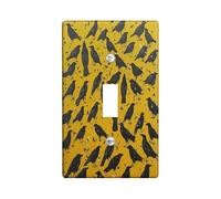 Novelty Abstract Crow Decorative Light Switch Cover Plate 1 Gang Single Toggle, Country Farmhouse Raven Electrical Faceplate for Kitchen Bathroom, Bird Switchcover Decor