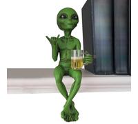 Novelty Alien Figurine, Beer Drinking Ornament, Resin Construction Statue Funny Collectible Desk Shelf Comic Decoration with Design, Alien Figure for Home, Bedroom, Party, Stage in