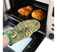 Novelty Alligator Oven Mitts Heat Resistant Baking Cooking Glove Cuterus Animal for Kitchen Microwave BBQ Grilling Baking Gift 1 Pair (Green, one size)