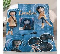 Novelty Animated Dark Fantasy Horror Cora-line Throw Blanket, Plush Fuzzy Halloween Blankets and Throws for Bed, Wearable Air Condition Blanket 50"x60"